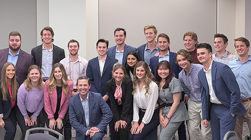 Sales students in a group photo with faculty member, Cory Huchison.