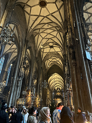 View of the ceiling of a cathedral