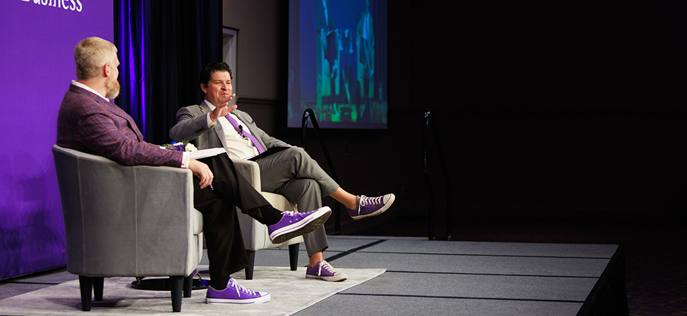 Craig Crossland and Daniel Pullin in matching purple Converse