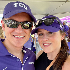 Dylan Huntley and Preslie Grumbles at a TCU football game