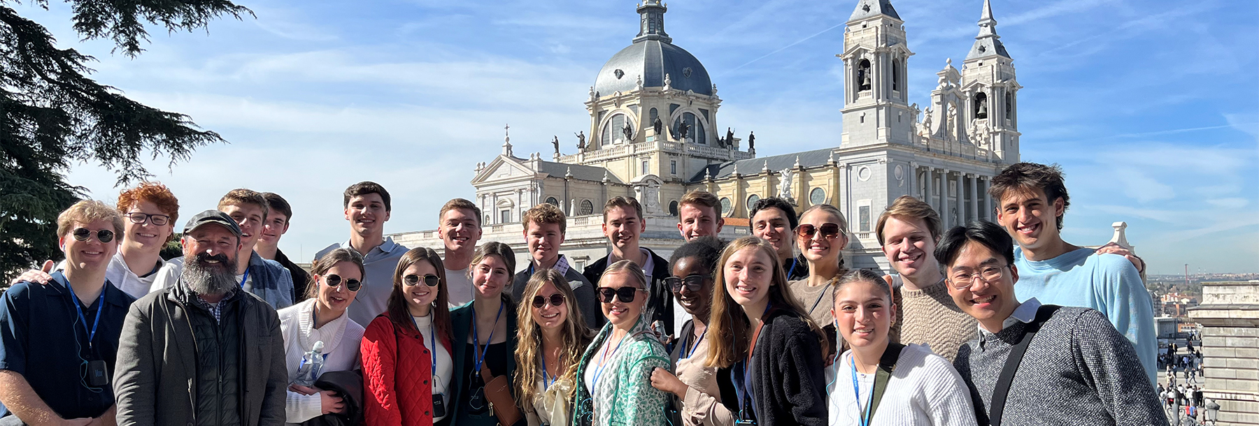 Section Image: Neeley Fellows in front of a cathedral in Madrid 