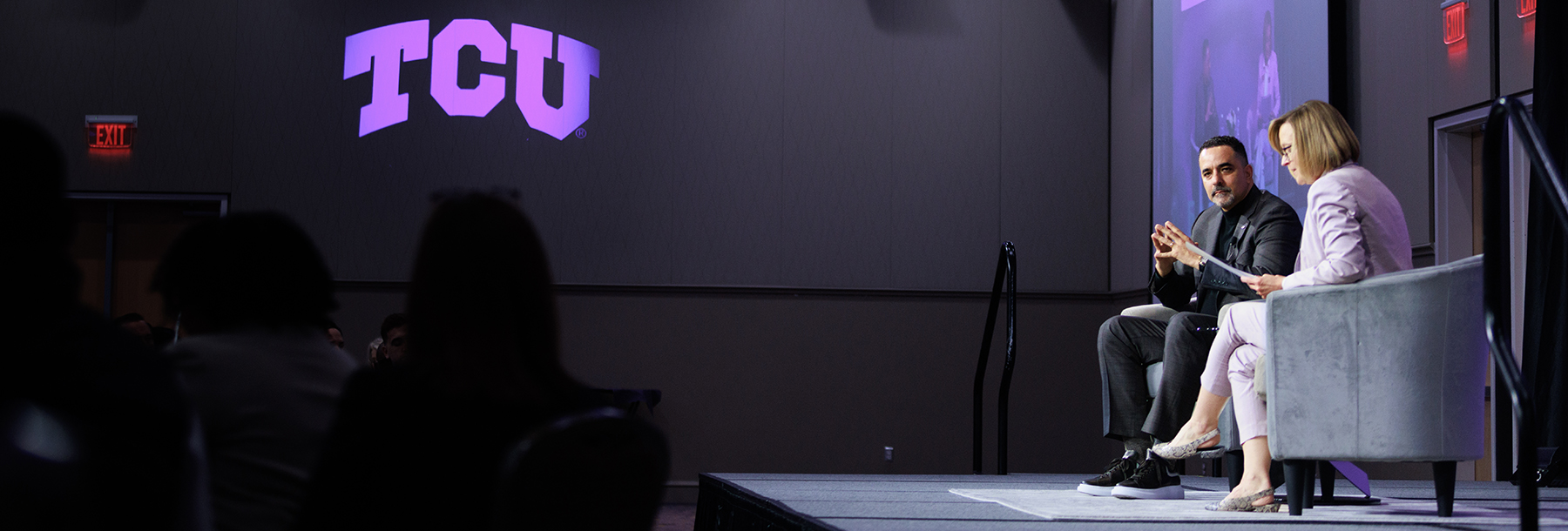 Section Image: Randy Parker and Hettie Richardson on stage in the BLUU Ballroom 