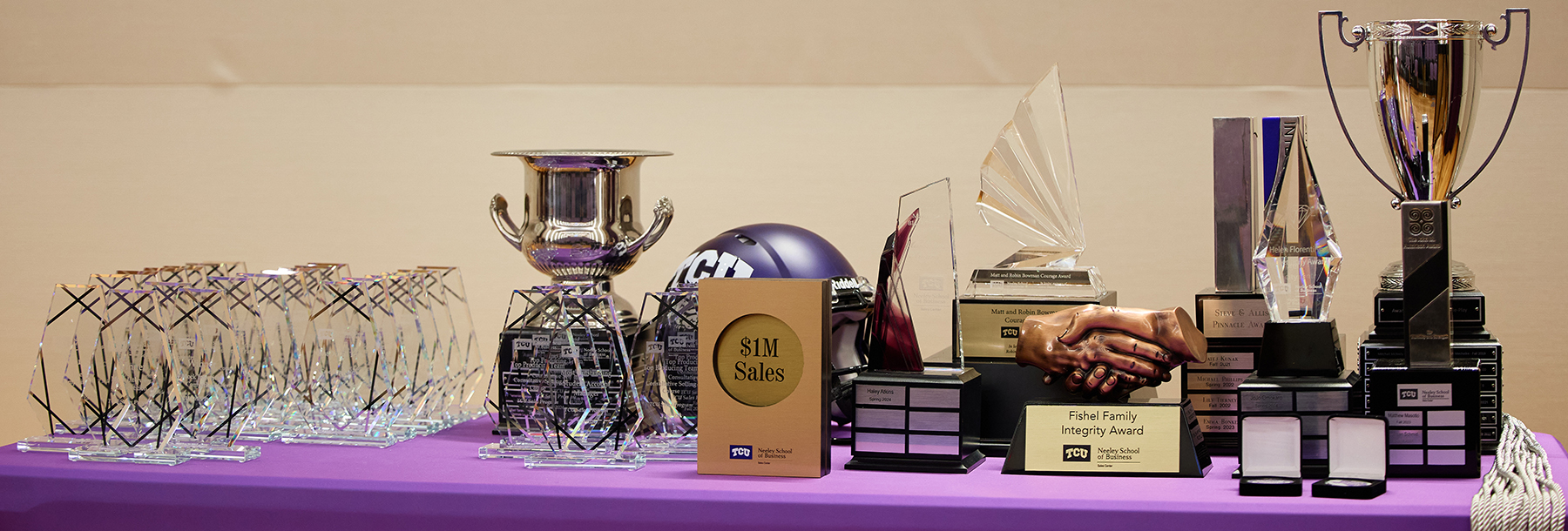 Section Image: Sales awards on a display table 